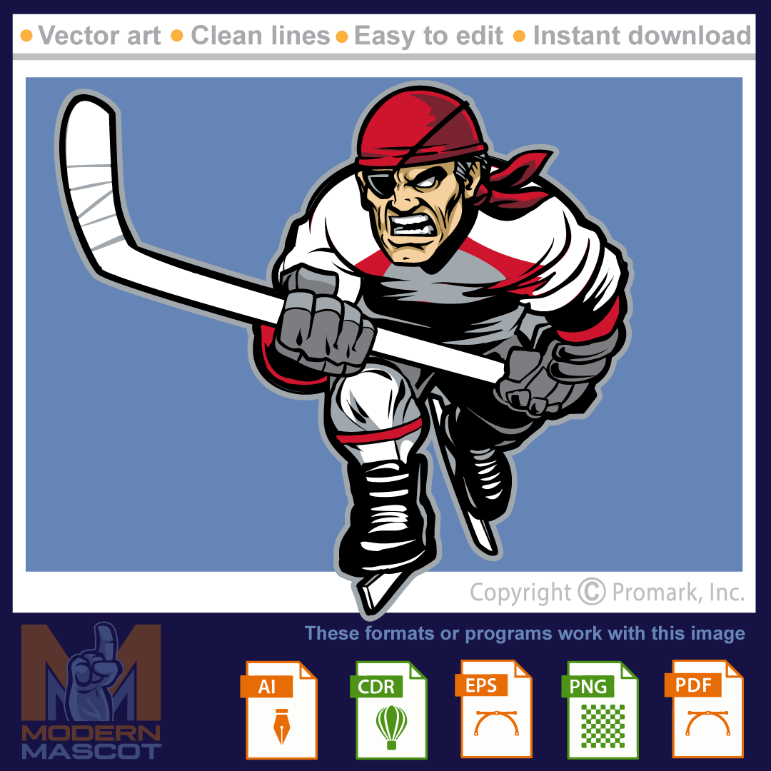 Pirate sports logo mascot hockey Royalty Free Vector Image