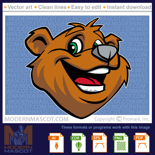 Cute Bear head mascot, bear logo for teams and schools