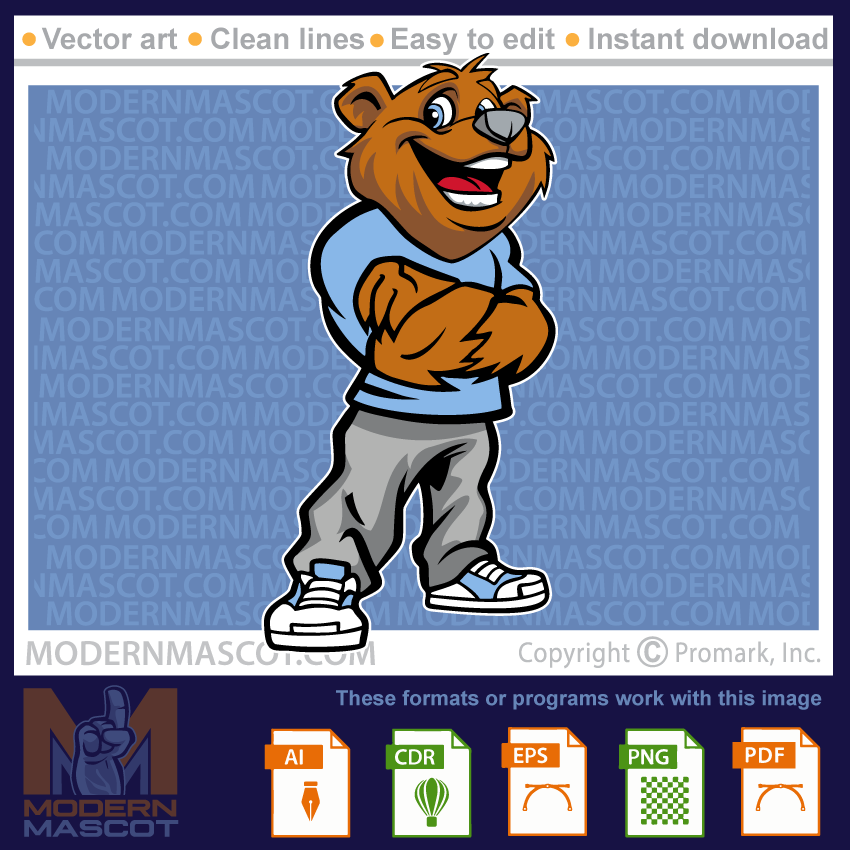 Bear mascot for elementary school, bear clipart for teams and schools