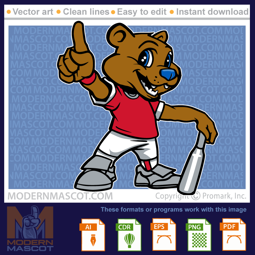 Bear baseball clipart for teams and schools