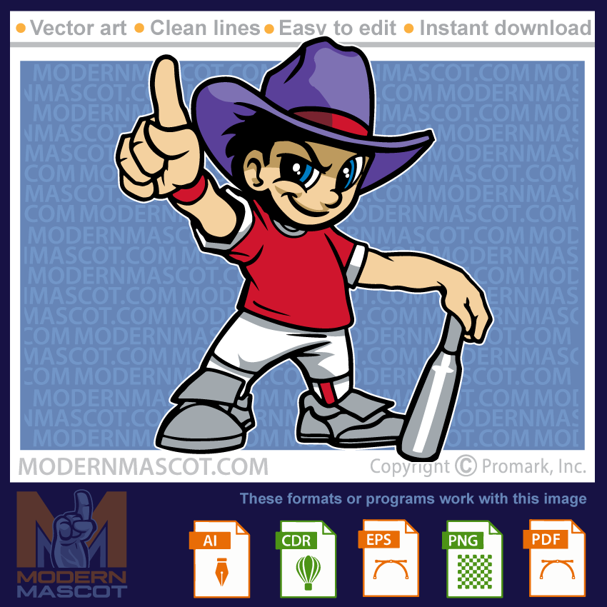 Cowboy baseball clipart for teams or schools