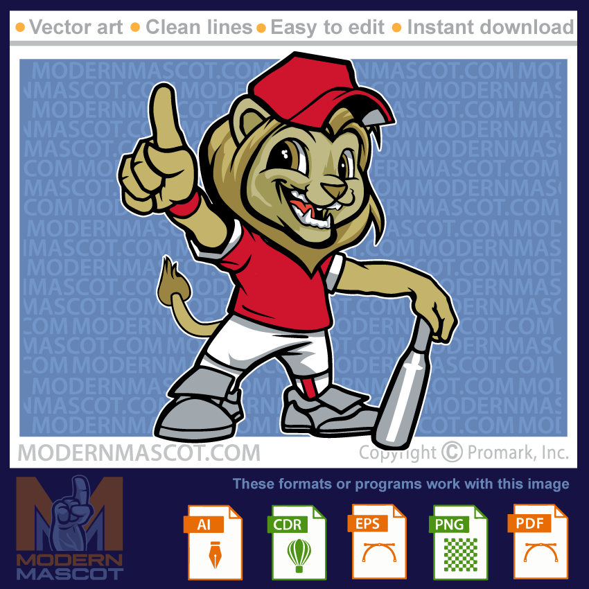 Lion baseball clipart for teams, sports or schools