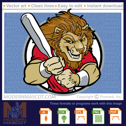 Lion baseball clipart for teams and schools