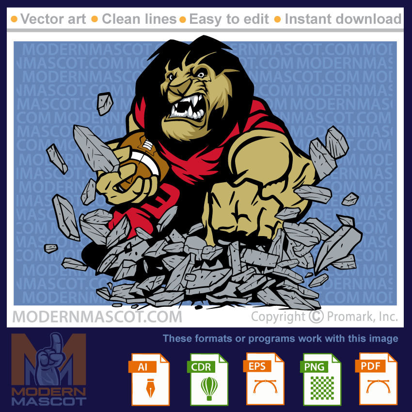 Lion Football clipart for teams, sports or schools.  