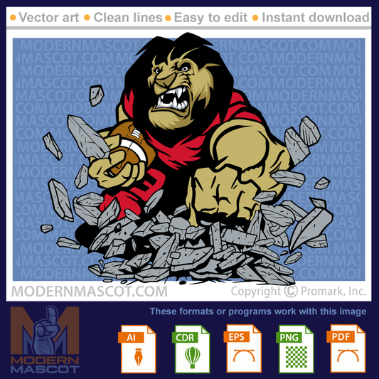 Lion Football clipart for teams, sports or schools.  