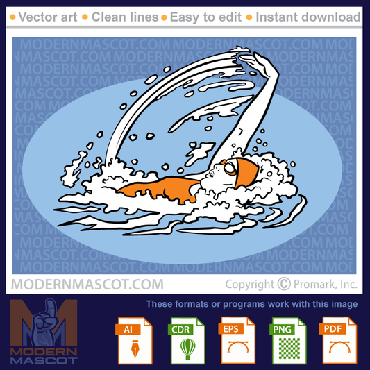 Swimming, backstroke clipart for schools or teams